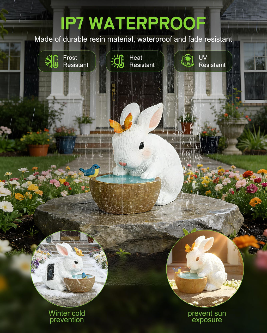 Minyii Solar Bunny Garden Outdoor Statues Decor - Birthday Gifts for Mom