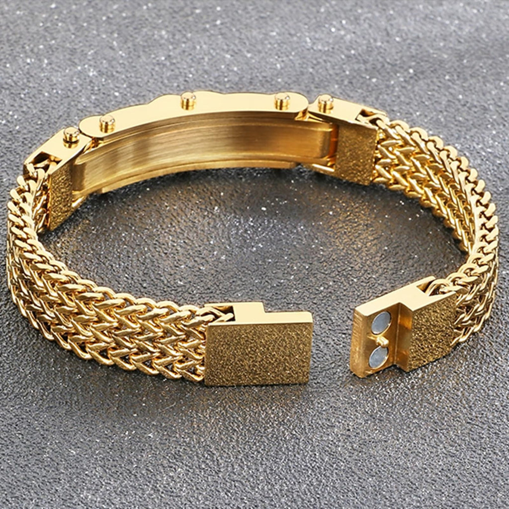 Klapgo Gold Bracelets for Men Stainless Steel Cuban Franco Link