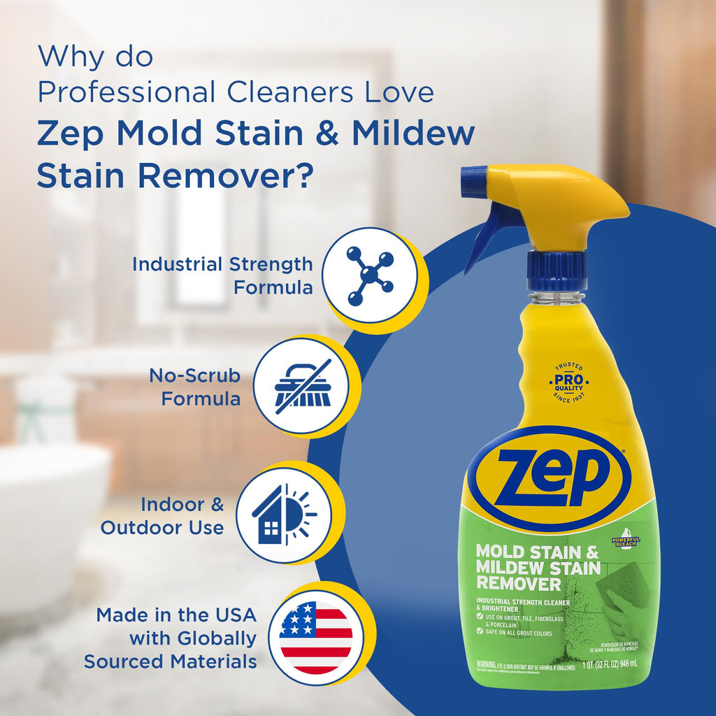 Commercial Mold Stain & Mildew Stain Remover, Quart Bottle, 12 Bt/Case