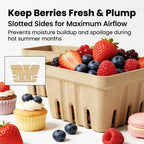 40 Pack Natural Pulp Fiber Berry Basket,Small Molded Produce Vented Basket