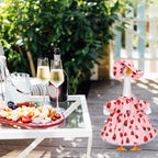 FuWeave Summer Porch Goose Outfit for 23''/17" Cement Statue Goose Skirt Costume for Fall Spring Outdoor Yard Lawn Patio(Strawberry1,23 Inches)