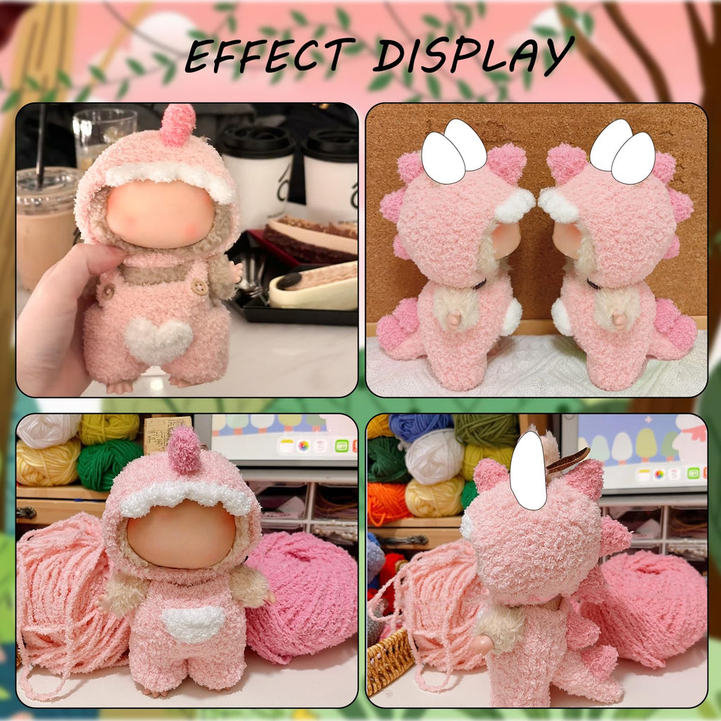 Zimomo Clothes for labubu Dolls - Cute Green Dinosaur Outfit for 6.7 Inch (17cm) (Doll Not Included) - Perfect for Collectors and Dress-Up (Green Dinosaur Set)