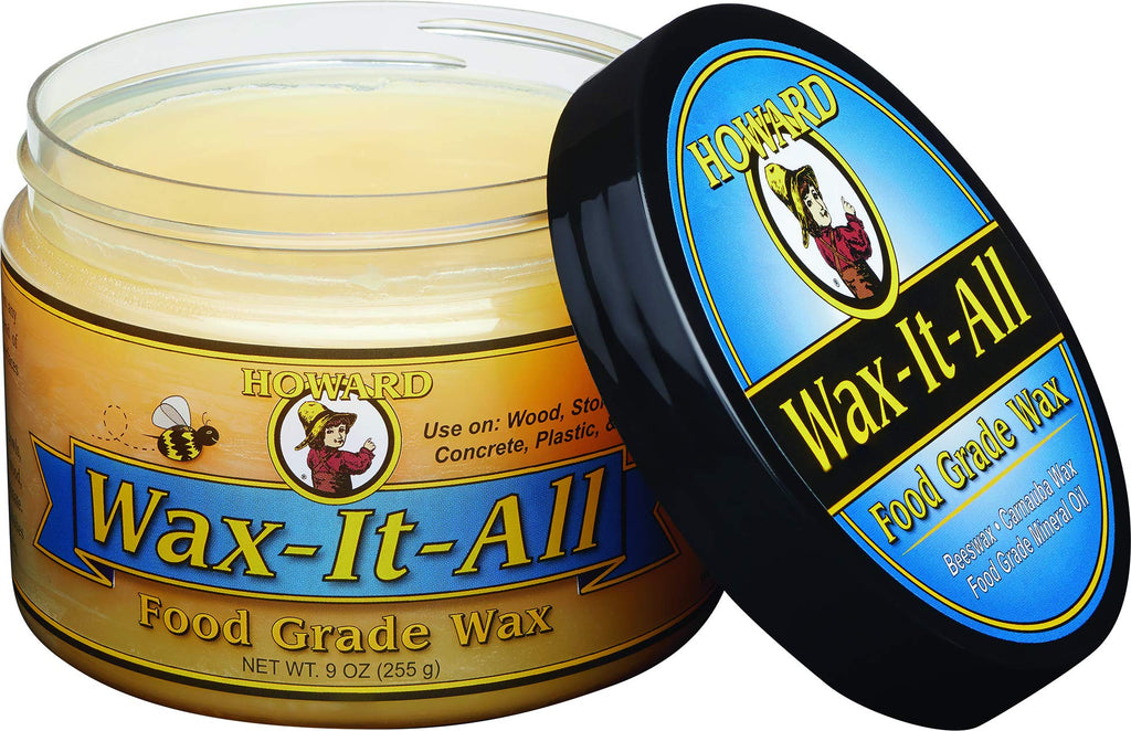 Howard Products Food-Grade Wax Paste | For Wood & Metal | Water-Resistant | With Beeswax & Carnauba | 9 Fl oz, Pack of 6