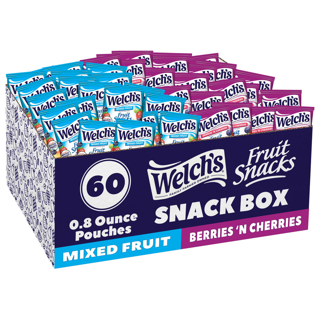 Welch's Fruit Snacks, Mixed Fruit & Berries 'N Cherries, 0.8 oz, 60 Ct