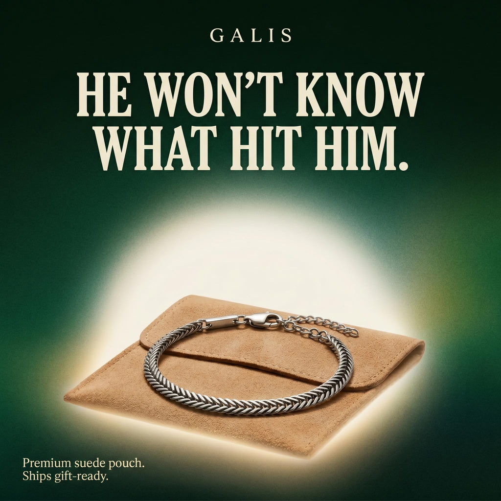 Galis Chain Bracelets For Men - Premium Stainless Steel Mens Bracelet, Silver Plated Non Tarnish Bracelet - This Snake Chain, Stylish Gift For Him 7.5"