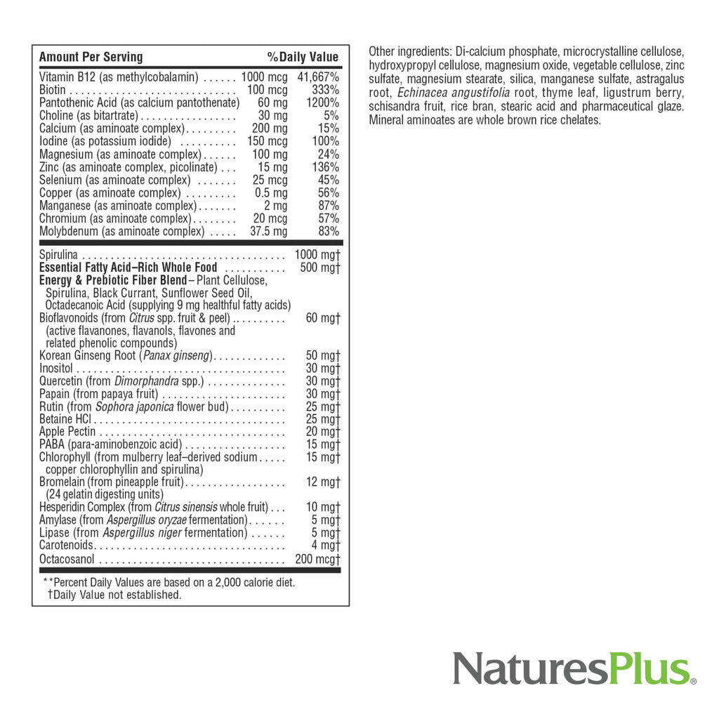 NaturesPlus Source of Life No Iron - 180 Mini-Tabs - Multivitamin & Mineral Supplement - Supports Natural Energy & Overall Well-Being - Gluten Free, Vegetarian - 30 Servings