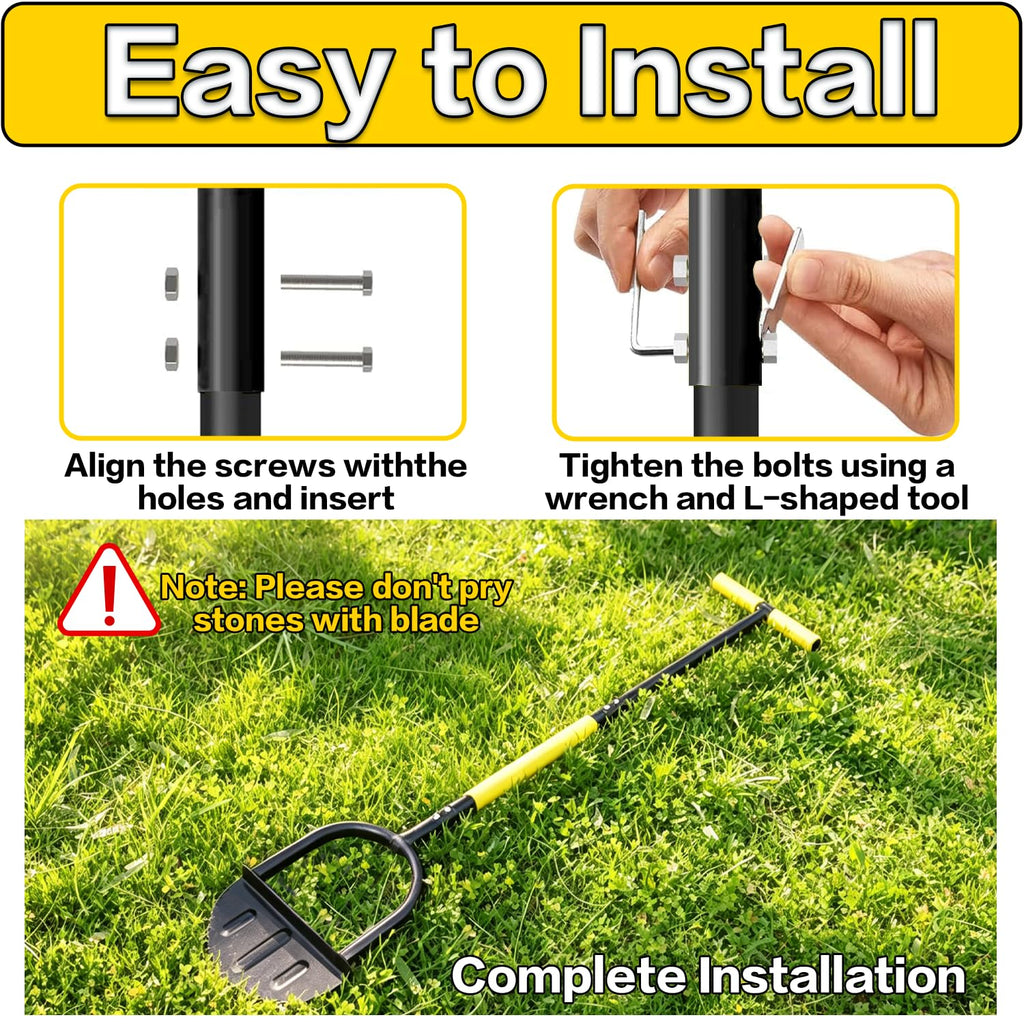BCJCLTS 43-Inch Edger Lawn Tool, Heavy Duty Lawn Edger, Half Moon Steel Saw-Tooth Blade with Wide Footplate & Ergonomic T-Grip Handle, Manual Border Grass Edger for Lawn, Sidewalk & Garden Landscaping