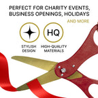 Red Ribbon Cutting Ceremony Kit – 20 Ribbon Cutting Scissors with Gold Blade and Satin Ribbon Red for Inaugurations & Special Events