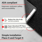 Hygomat Disposable Urinal Mats, Time Monitor, Non-Slip Adhesive, Case of 6, Charcoal, Made in the USA