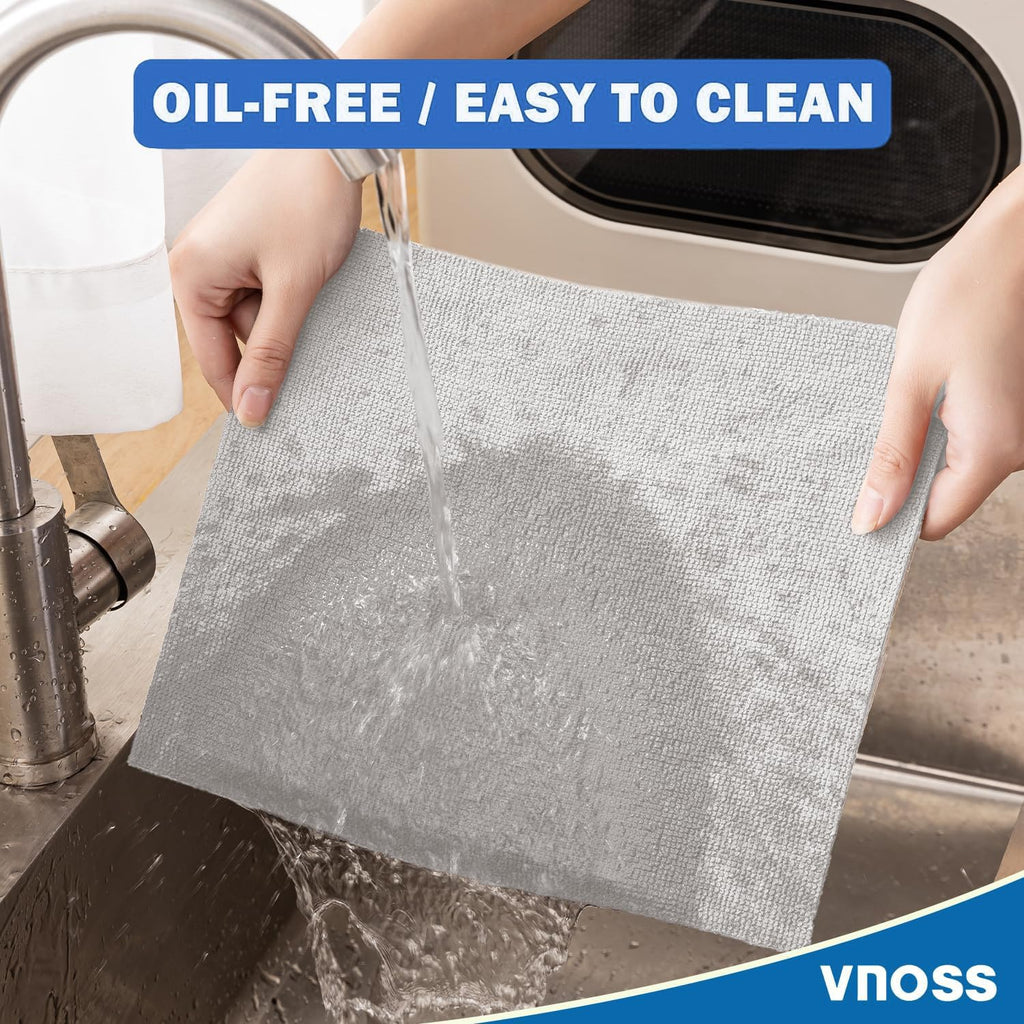 Vnoss 100 Pack Microfiber Cleaning Cloth Roll, Tear Away Reusable Towels, 11" X 9", Ultra Absorbent & Lint Free Cloth for Cars, Kitchen, Window, Home and Shop, Gray