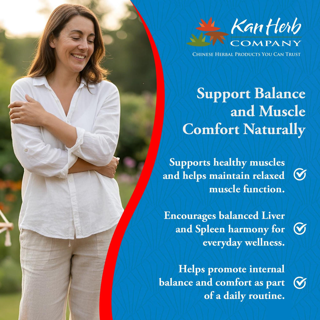 Kan Herbs Company Peony & Licorice Formula Tablets – Traditional Chinese Herbal Blend with White Peony Root & Chinese Licorice to Support Liver Balance, Muscle Comfort & Digestive Harmony, 60 Tablets