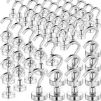 MAGXCENE 50 Pcs Magnetic Hooks Heavy Duty, 3 Different Size Strong Rare Earth Magnet Hooks for Hanging, Refrigerator, Neodymium Magnets with Hooks for Grill Kitchen Tool Storage