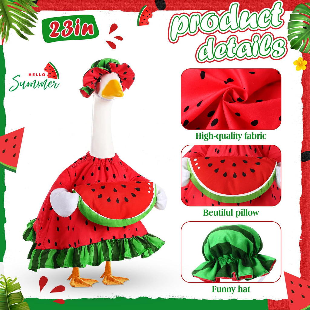 Sanwuta Summer Goose Outfit for 23" Porch Goose Costume with Hat,Watermelon