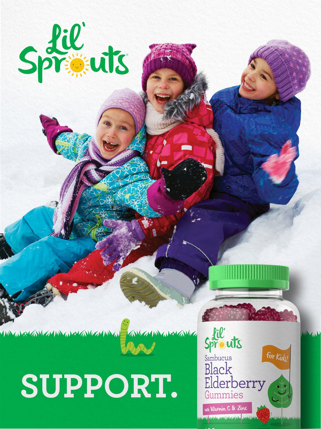 Carlyle Elderberry Gummies for Kids | 120 Count | Zinc and Vitamin C | Berry Flavor | Vegan, Non-GMO, and Gluten Free | by Lil' Sprouts