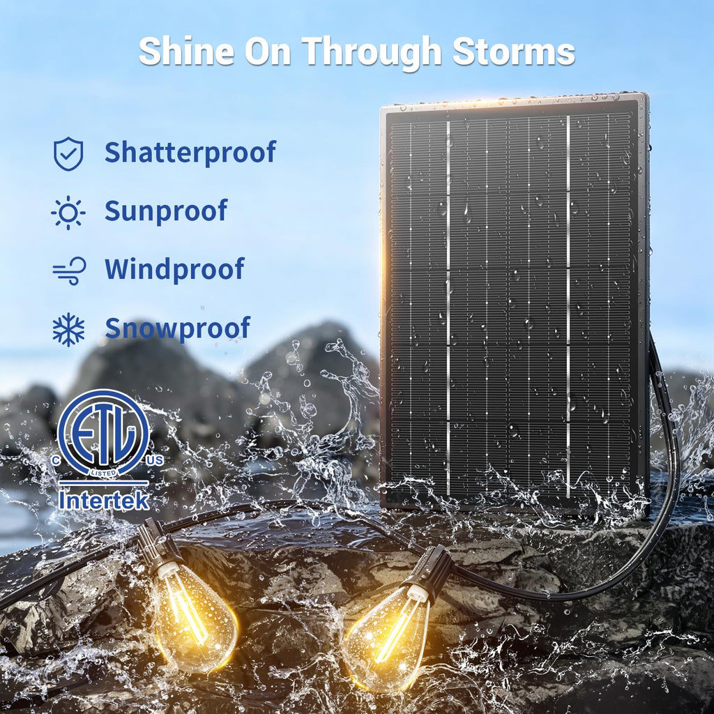 Sikitul 100FT Solar String Lights Outdoor Waterproof, 35+1 LED Solar Powered Lights with Remote Control, 3 Light Modes & Dimmable, USB-C Charging for Patio, Backyard, Garden, Camping