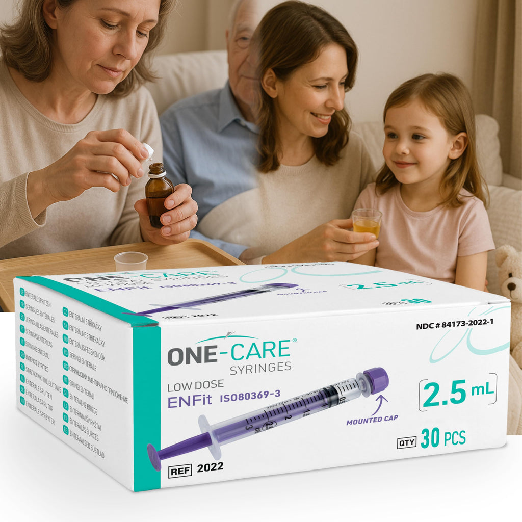 ONE-CARE ENFit Syringes 3ml with Mounted Cap, Sterile, 30/bx Blister-Packed Syringes