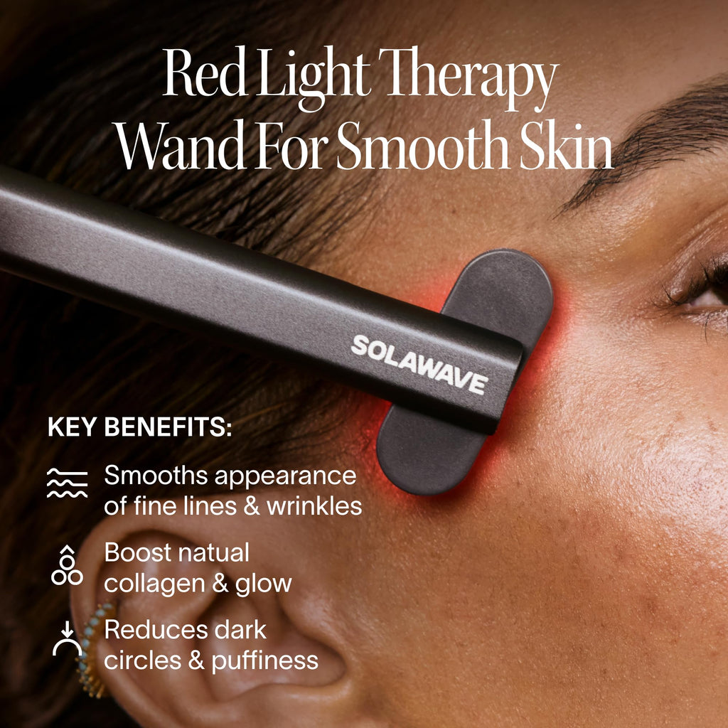 Solawave 4-in-1 Radiant Renewal Facial Wand | Red Light Therapy for Face and Neck | Galvanic Skincare Wand & Facial Massager | Anti-Aging Wrinkle Reduction | Solawave Original | Matte Black