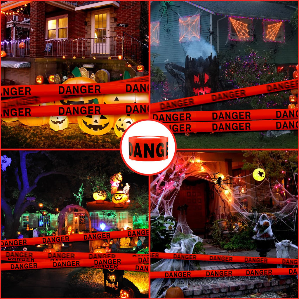TopSoon Caution Barricade Tape Non-Adhesive Barrier Tape Construction Halloween Party Decoration (6Pack Danger Tape, 1000 Feet)