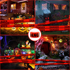 TopSoon Caution Barricade Tape Non-Adhesive Barrier Tape Construction Halloween Party Decoration (6Pack Danger Tape, 1000 Feet)