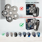 AidallsWellup 6D Blade Refills for Electric Head Shaver, Replacement Shaver Head for AW Head Shaver, Washable, 2X Clipping Storage Per Blade.
