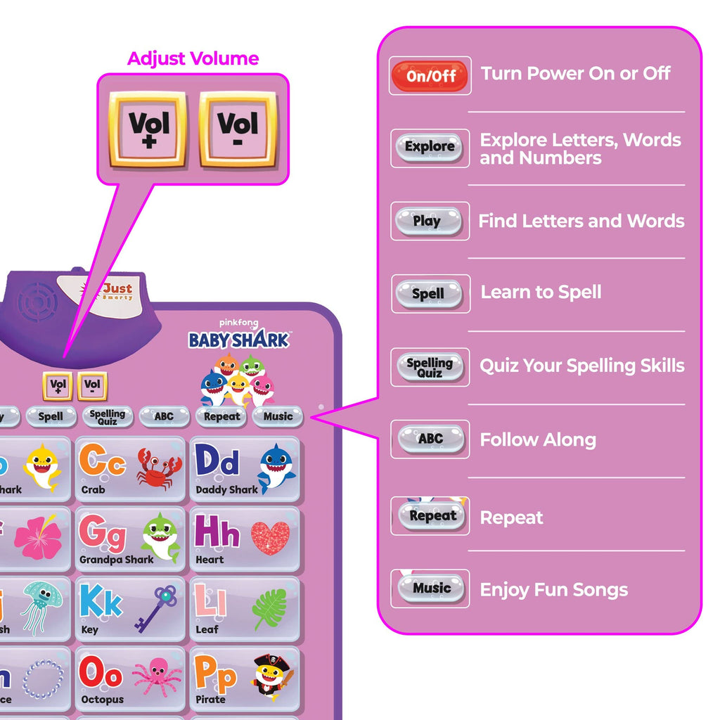 Pinkfong BabyShark Alphabet & Number Learning Toy for Girls Pink Edition | PinkFong Official Song Musical Mat | Best Birthday 1 Year Old Toys | Baby Shark Toys for Toddlers 1-3 | Baby Shark Games