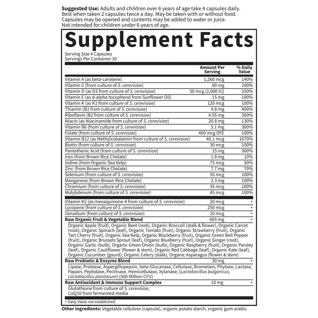 Garden of Life Multivitamin for Women, Men,Kids Age 6 & up, Vitamin Code Family Multi,120 Vegetarian Capsules, Whole Food Vitamins, Food Blend & Probiotics, Gluten Free Dietary Supplements (Pack of 2)