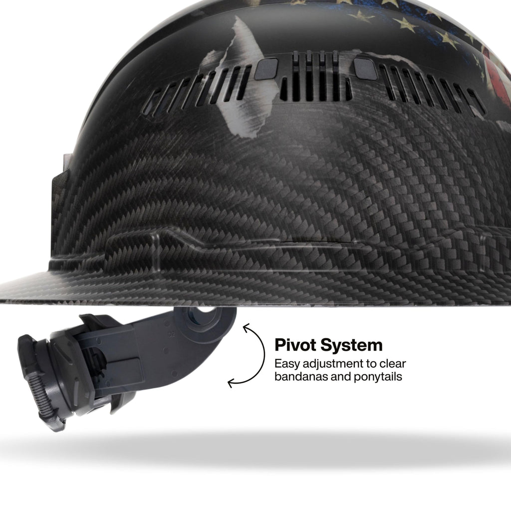 Klein Tools 60347FS Hard Hat, Vented Full Brim, Class C, Premium KARBN Freedom Series Pattern, Rechargeable Lamp, Padded Sweat-Wicking Sweatband, Top Pad
