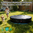 QH.HOME[2026 Upgraded Windproof] 71-72 inch Kiddie Pool Cover Round, Collapsible Dog Pool Cover with Super Windproof Ratchet Design, Odorless Waterproof Fabric Material and - Only Cover
