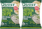 Quest Nutrition Protein Chips, Sour Cream & Onion, 21g Protein, 3g Net Carbs, 130 Cals, 1.1 oz Bag, 1 Count, High Protein, Low Carb, Gluten Free, Soy Free, Potato Free (Pack of 2)