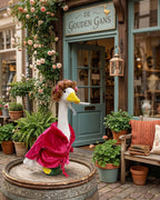 Bathrobe Porch Goose Outfits, Red Robe & Curlers Fits 23" Lawn Statue