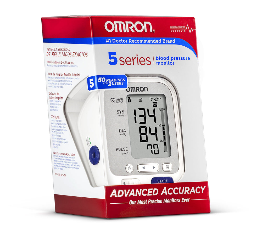 Omron 5 Series Upper Arm Blood Pressure Monitor with Cuff that fits Standard and Large Arms
