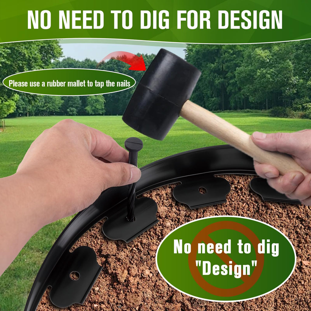 3 Inch Landscape Edging, 3" x 100' Garden Edging, 3 Inch No Dig Edging for Landscaping with 120 Pcs Anchoring Spikes and 5 Pcs Connectors Flexible Landscape Border Edging for Landscaping(Black)