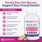 Just Thrive Gut 4-tify - Gut Health Supplements for Women and Men - Anti Bloat, 90 Vegetable Capsules