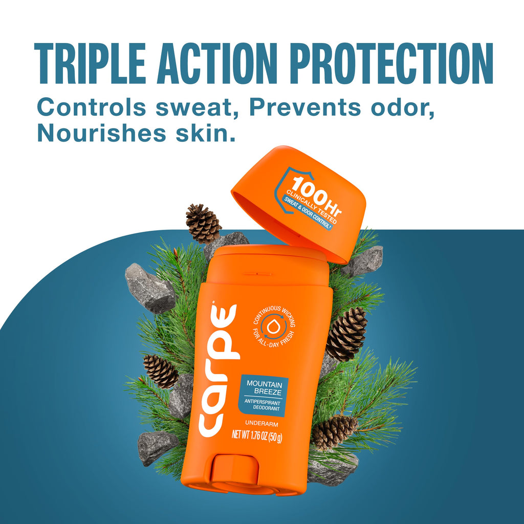 Carpe 100-Hour Antiperspirant Deodorant, Mountain Breeze - 2 Pack