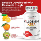 Hallosmine Xtra Circulation & Vein Support, Diosmin, Horse Chesnut & Hesperidin 850mg + FREE Leg Cream | Leg Circulation, Varicose Veins, Spider Veins, Hemorrhoids, Blood Flow, 60 capsules
