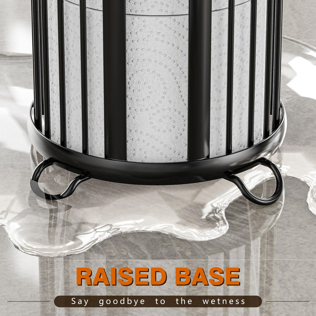 Bunoxea Toilet Paper Holder Stand, Freestanding Toilet Tissue Organizer, Minimalistic Storage Solution, Reserve Mega Rolls-Modern Black