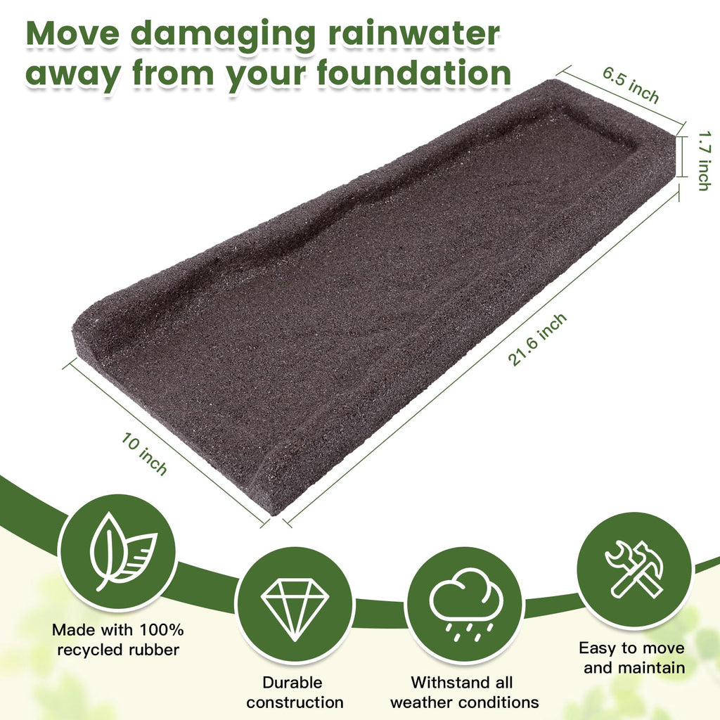Sekcen 3 Pack Rubber Downspout Splash Block Rain Gutter Down Spout Drain Trays Brown