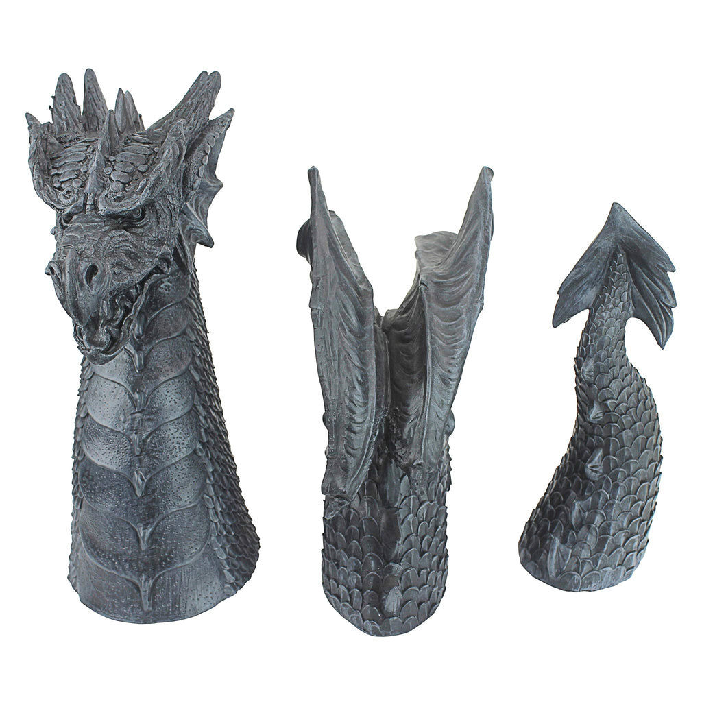Design Toscano The Dragon of Falkenberg Castle Moat Lawn Garden Statue, 28 Inch Long, 14 Inch Tall, Cast Stone Resin, Gray Stone Finish