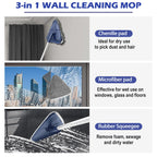 Wall Cleaner Mop with 82" Extendable Handle, 360° Rotating Head & 90° Flip, Microfiber/Chenille Pads, Built-in Squeegee for Ceiling, Wall, Baseboard and Window Cleaning