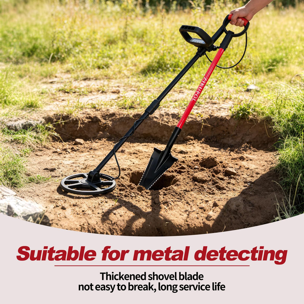 ZIKUPOL Root Shovel Garden Spade Shovel with Double Serrated Blades for Trenching, Digging,Planting,Metal Detecting,46 Inches