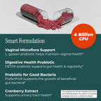 pH-D Feminine Health Support - Women's Health Probiotic with Prebiotic Blend, Cranberry Fruit Extract - Oral Supplement - 30 Count