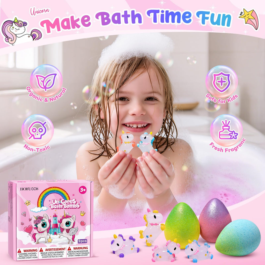 Bofuoos Unicorn Bath Bombs with Surprise Toys Inside, Girls Birthday Gifts