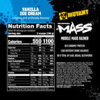 Mutant Mass | Weight Mass Gainer Protein Powder - high Calorie Protein Powder for Muscular Mass - Vanilla Ice Cream - 15 Pound