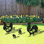 Rngmsi Metal Chicken Yard Art - 4PCS Chicken Garden Decor - Funny Garden Decorations for Yard - Cute Rooster Yard Art - Outdoor and Garden Gifts - Decorative Lawn Stakes for Men and Women