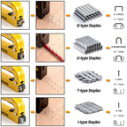 Upholstery 4 in 1 Staple Gun Heavy Duty, with 6000 Staples, Remover, Gloves, Manual Brad Nailer Power Adjustment Stapler Gun for Wood, Upholstery, Carpentry, Decoration DIY Staple Gun