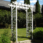 Dura-Trel Providence Arbor, Vinyl Garden Archway for Outdoors, 64" x 85", White - Backyard Decorative Arch and Backdrop with Lattice Design and Trellis Sides for Climbing Plants, Vines and Flowers