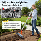 Thatch Rake with Wheels, 37-65.35'' Adjustable Dethatching Roller Rake Adjustable 0-12° Angle Stainless Steel Blades Heavy Duty Manual Dethatcher , Lawn Thatcher Rakes for Moss, Grass, Leaves, Debris