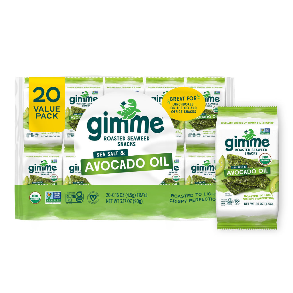 Gimme Seaweed Organic Seaweed Snack, Avocado & Sea Salt, .17oz, 20 Count
