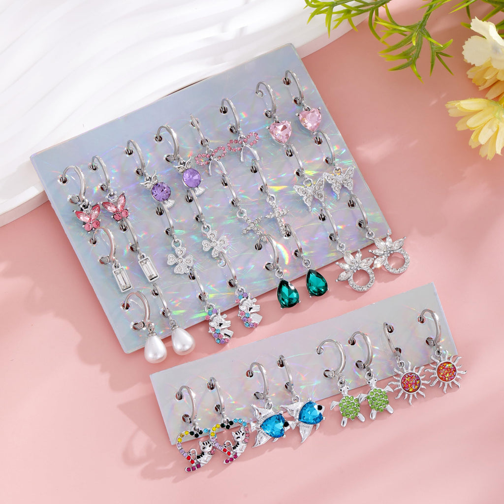 16 Pairs Hypoallergenic Silver Small Hoop Dangle Earrings Set for Girls