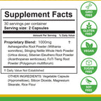 Life Tones Energy & Adrenal Support Capsules - Natural Energy Boost, Stress Relief, and Adrenal Health Formula - 60 Vegan Vitamins